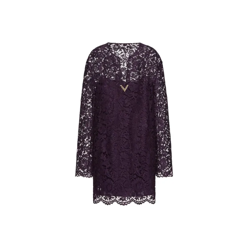 Valentino Long Sleeved Dress Women's Purple-0