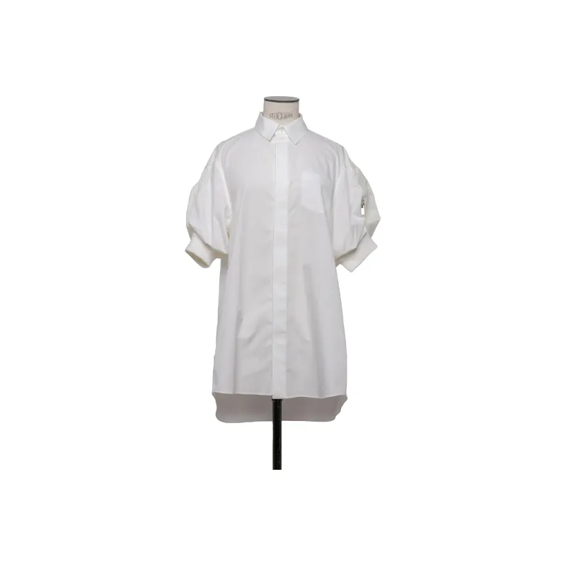 Sacai Short Puff Sleeved Mini Shirt Dress-0
