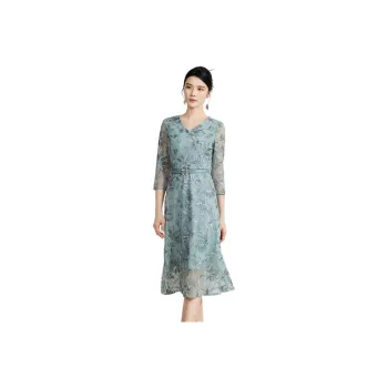 BBLLUUEE Long Sleeved Dress Women's Teal Green