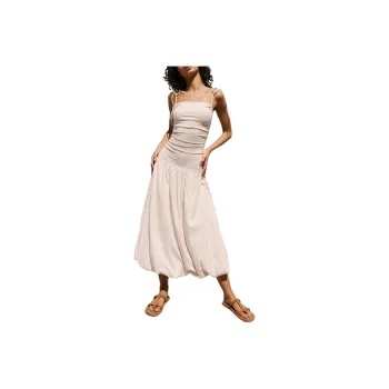 FREE PEOPLE Liza Drop-Waist Midi Slip Dresses Women's Barnacle Island/Fucoidan Island Color
