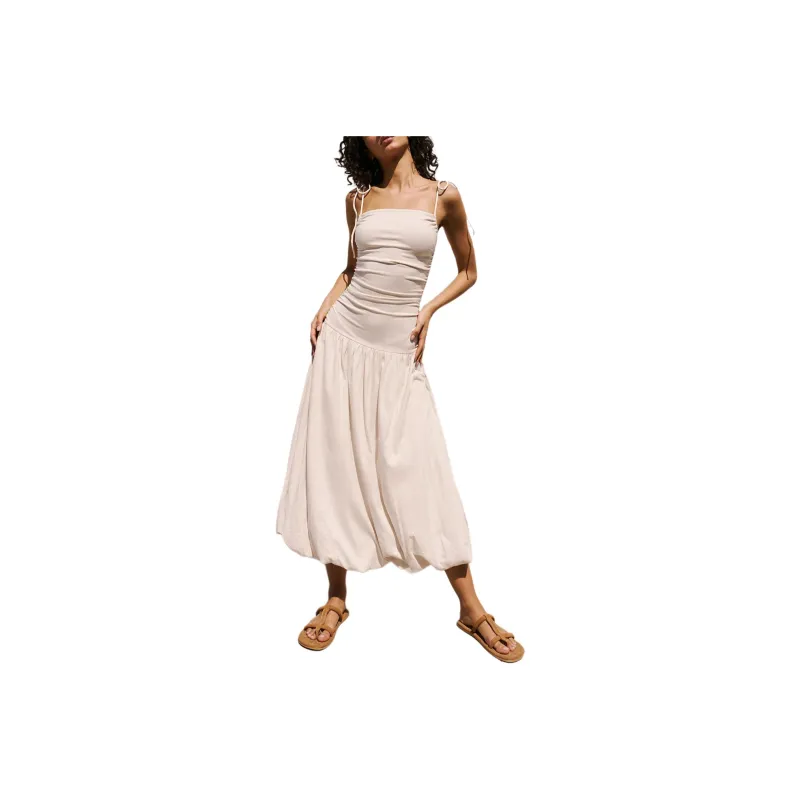 FREE PEOPLE Liza Drop-Waist Midi Slip Dresses Women's Barnacle Island/Fucoidan Island Color-0