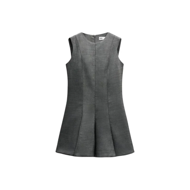 ZARA Sleeveless Dress Women's Zebra Print Gray-0
