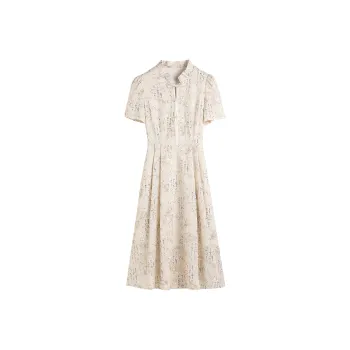 Hang Yi Court Short Sleeved Dress Women's Khaki