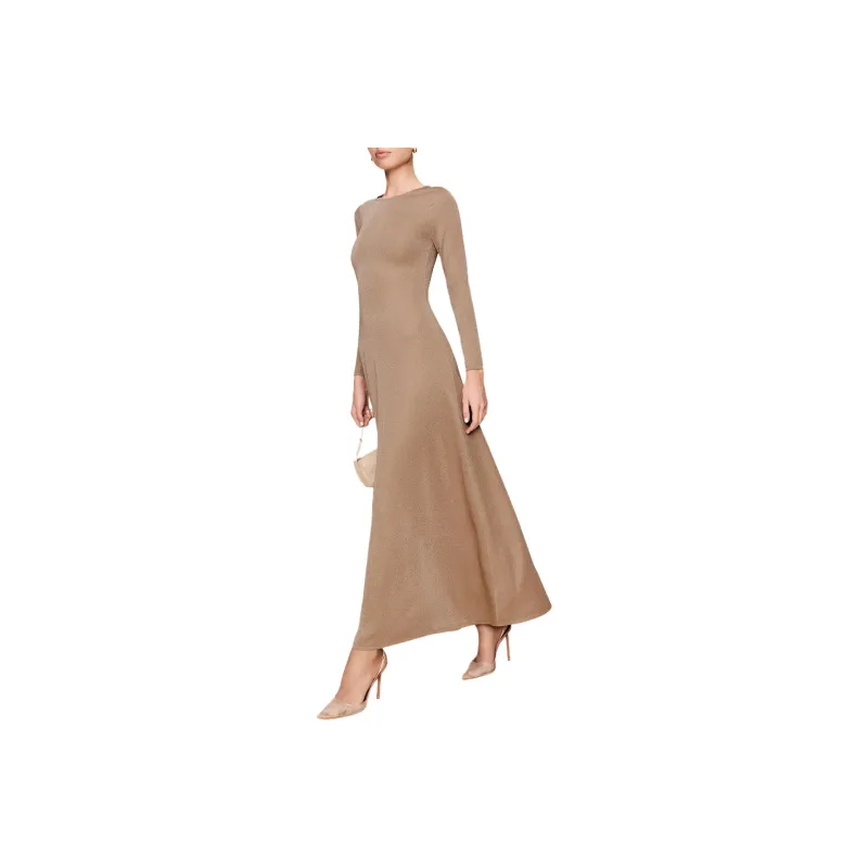 REFORMATION Kori Knit Dress Long-Sleeved Dresses Women's Beige-0
