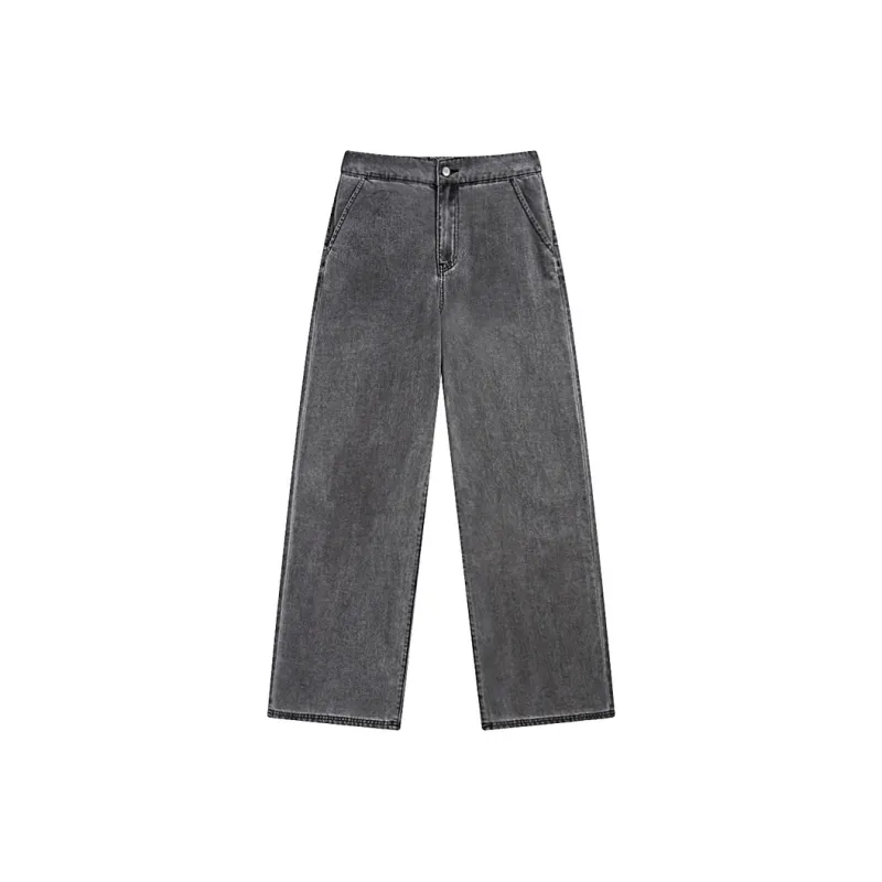 ZIHAN Jeans Women's Preppy Gray-0