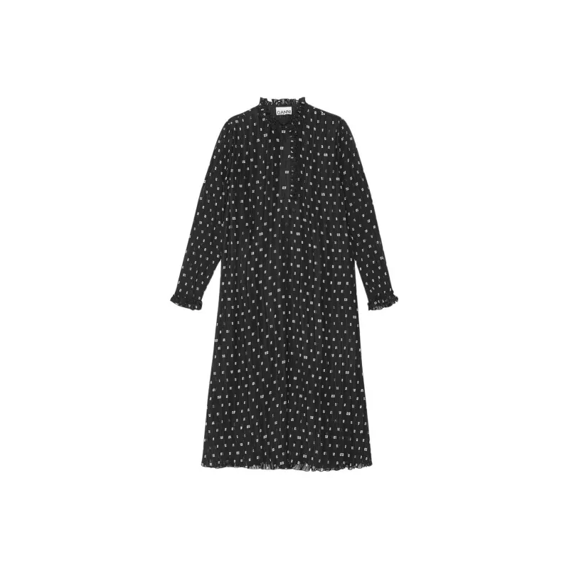 GANNI FW23 Long Sleeved Dress Women's Black-0