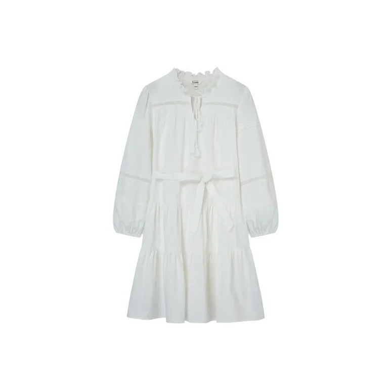 E.land Long Sleeved Dress Women's Ivory White-0