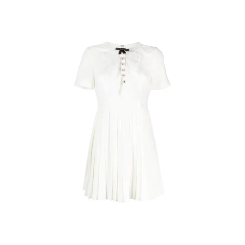 Self portrait Bow detail Pleated Minidress-0
