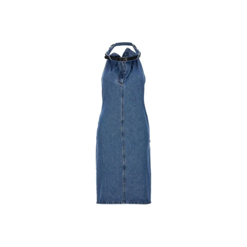 COPERNI Belted Halterneck Denim Dress-0