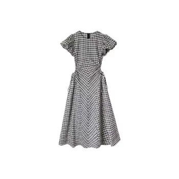 KEAB Short Sleeved Dress Women's Black Plaid
