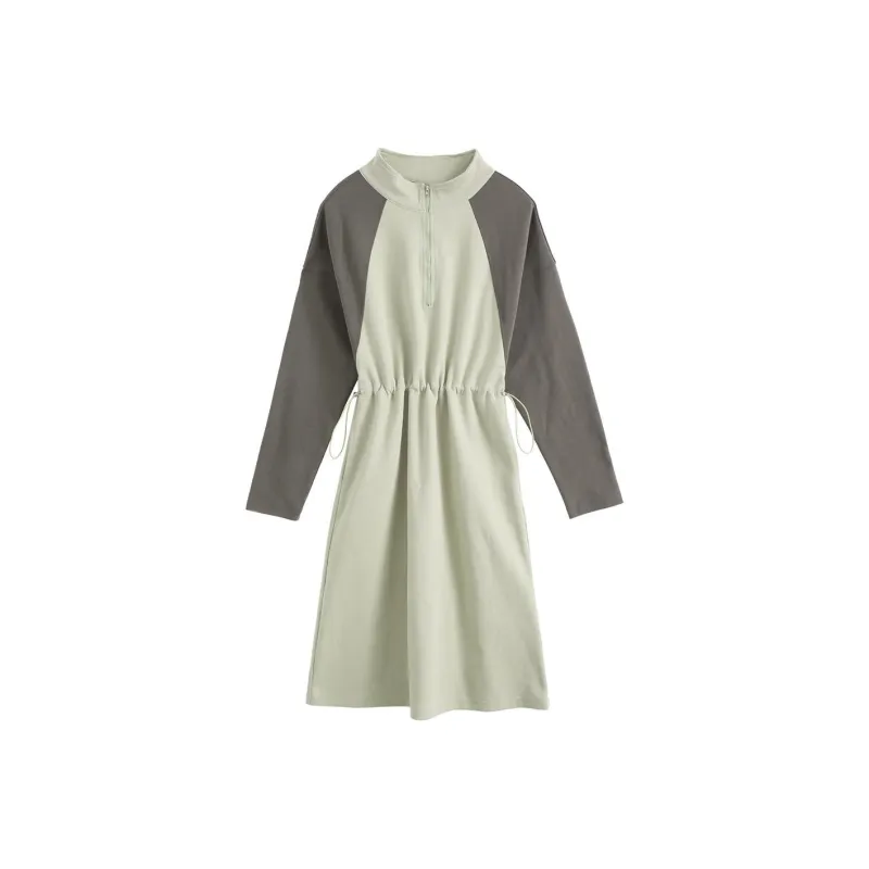 【dme】 Long Sleeved Dress Women's Light Pea Green-0