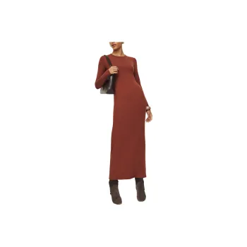 REFORMATION Tommie Knit Dress Long-Sleeved Dresses Women's Fig-Colored