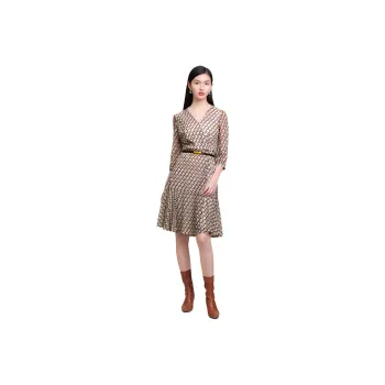 JZ. ANNAKRO Long Sleeved Dress Women's Floral Coffee
