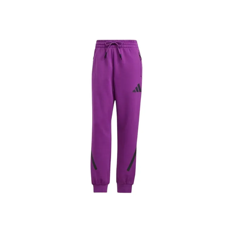 Adidas Knitted Sports Pants Women's Purple-0
