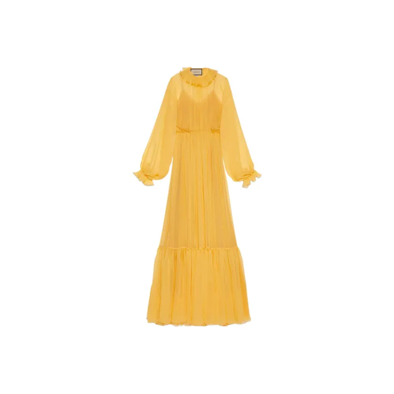 GUCCI Long Sleeved Dress Women's Yellow-0