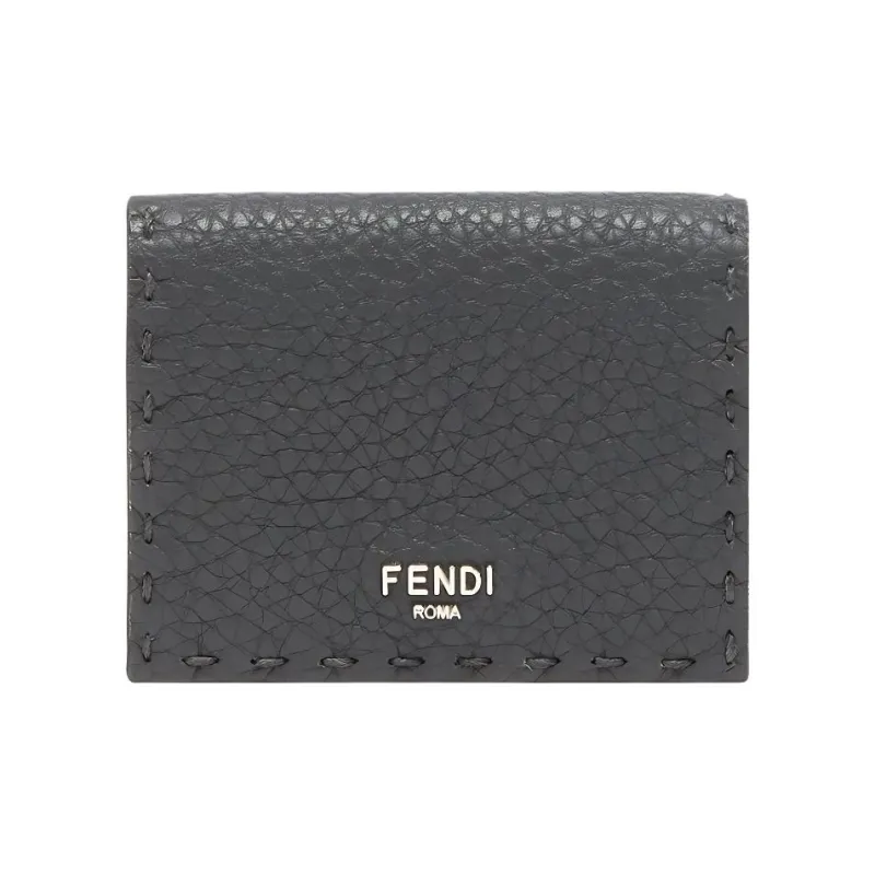 FENDI Leather Wallet Men's Gray-0