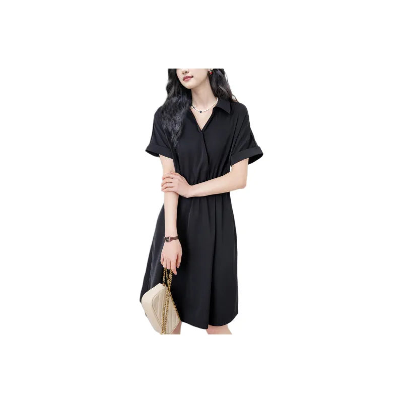 Wbwq Short Sleeved Dresses Women's Black-0