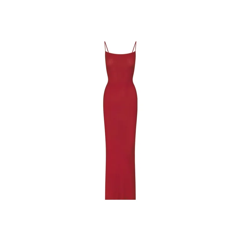 SKIMS SOFT LOUNGE LONG SLIP DRESS Slip Dress Women's BRICK/Brick-0