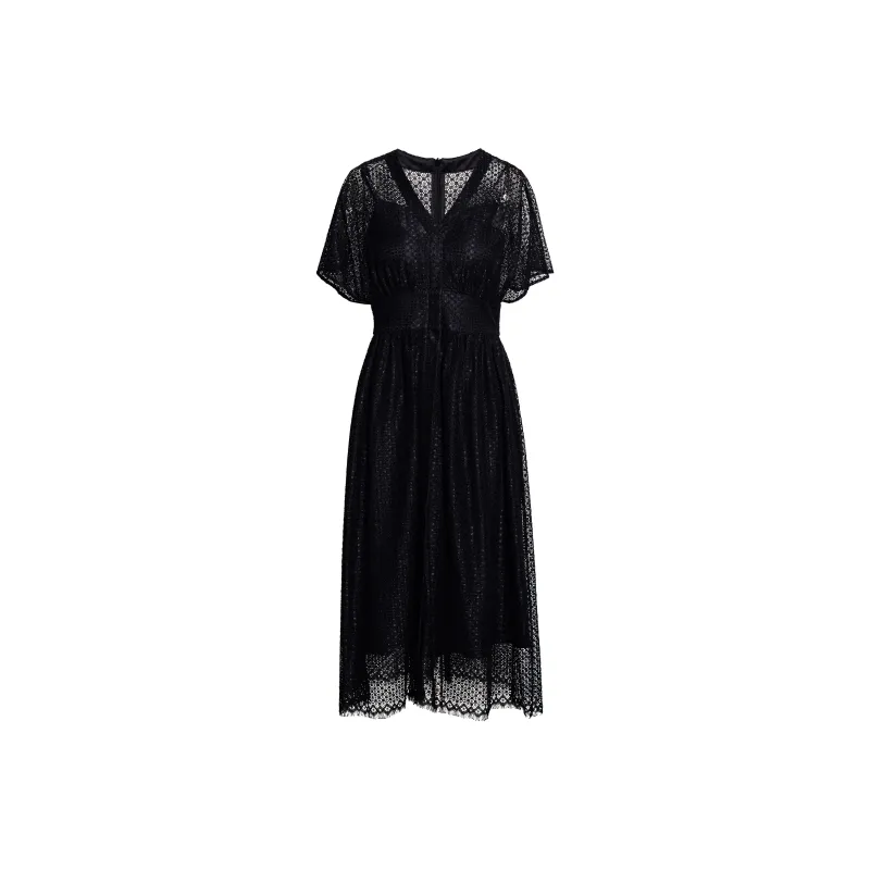 ROEYSHOUSE Short Sleeved Dress Women's Black-0