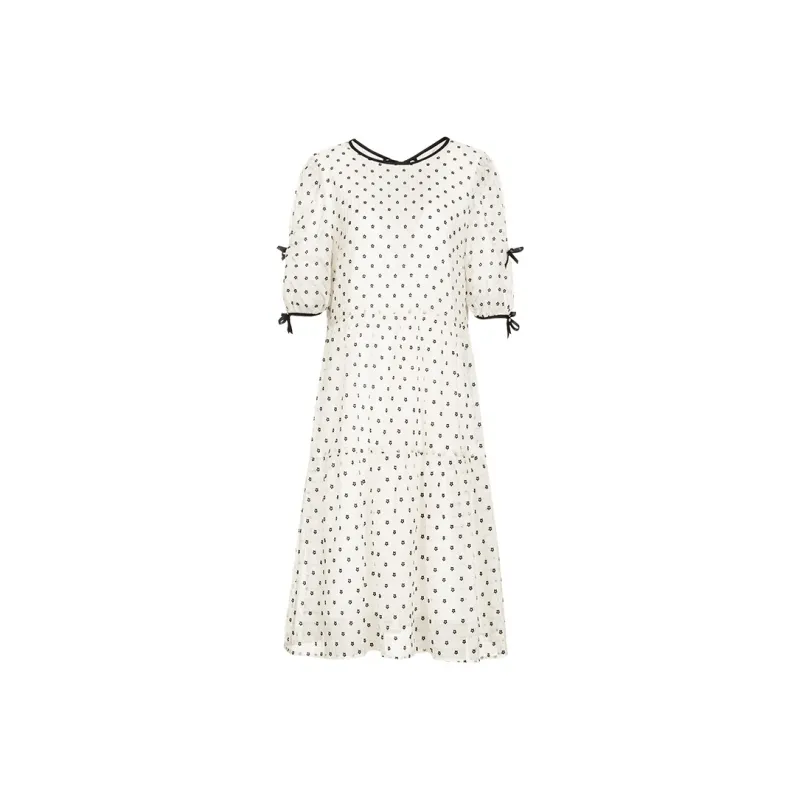 MeetMetro Short Sleeved Dresses Women's White-0