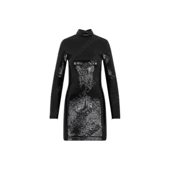 Balenciaga All-Over Sequin-Embellished Highneck Dress