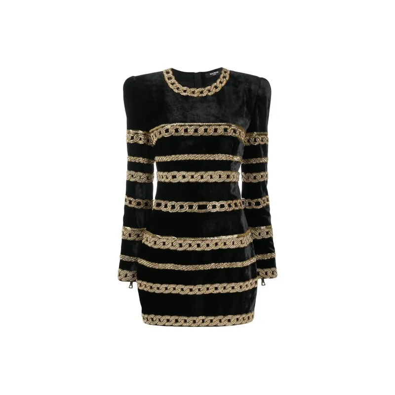 BALMAIN Long Sleeved Dress Women's Black-0