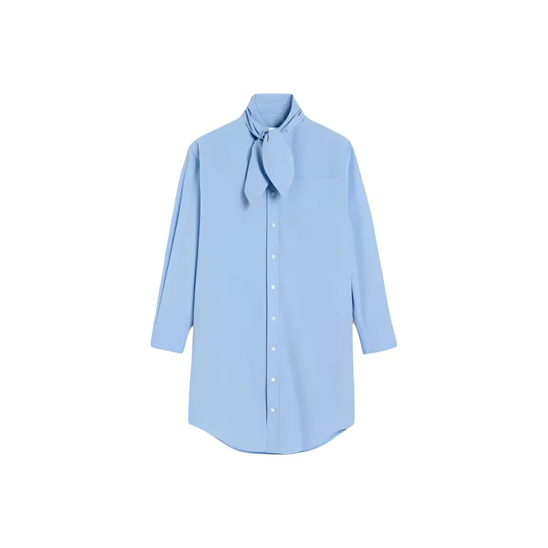 AMIPARIS Scarf collar Cotton Shirt Dress-0
