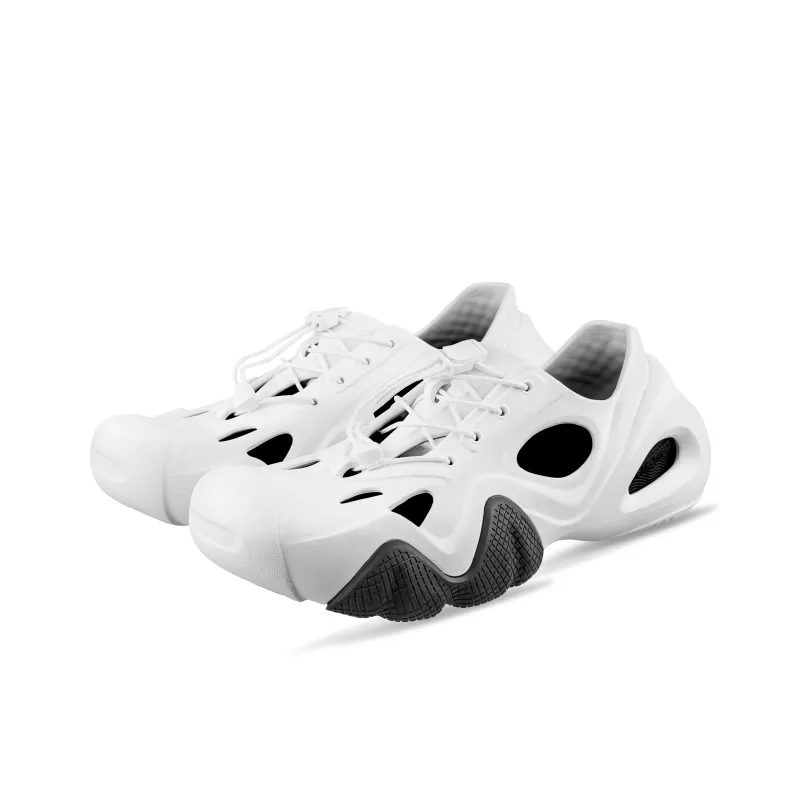 PEAK Pole Hole Shoes Clogs Men's All White Black-2