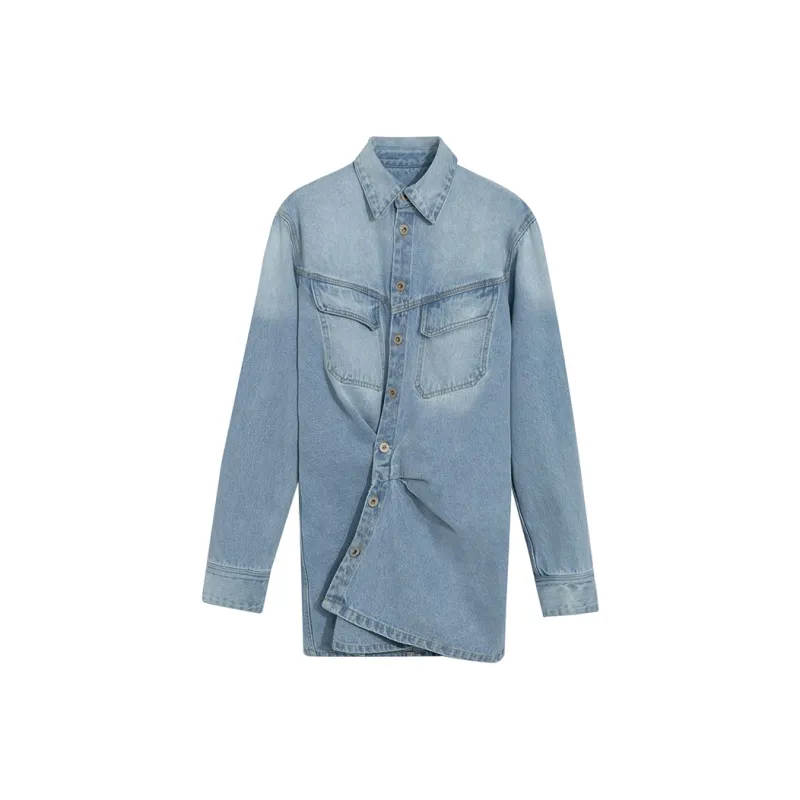 Ouyang Long Sleeved Dresses Women's Washed Blue-0