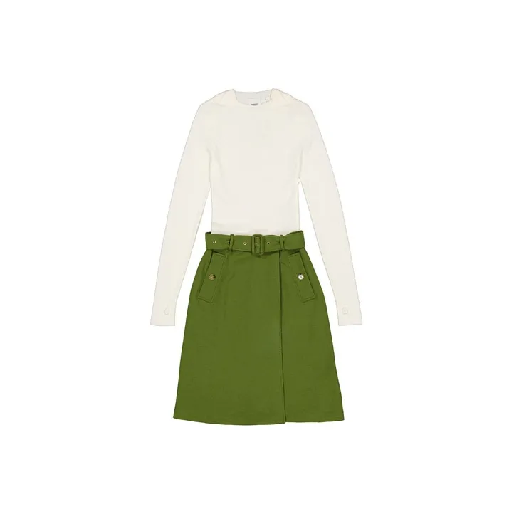 Burberry Long-Sleeved Dresses Women's Green-0