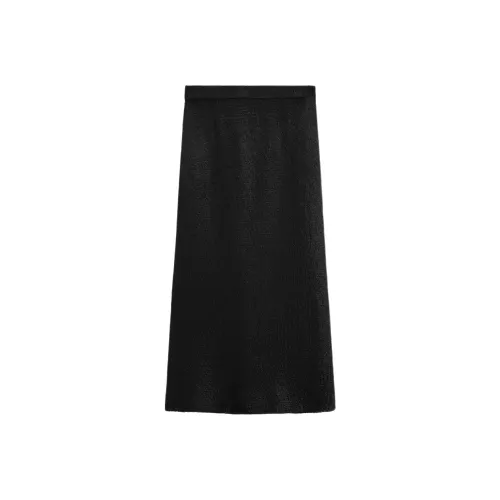 Massimo Dutti Knit Long Skirt Women's Black