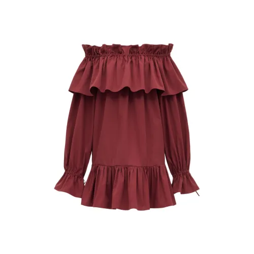 SAINT LAURENT Ruffled Cotton Mini Dress