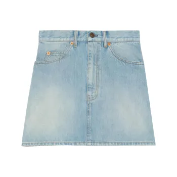GUCCI x Doraemon Denim Short Skirts Women's Light Blue