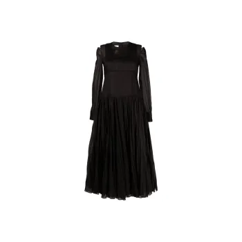 JIL SANDER Pleat Detailed Crewneck Midi Dress