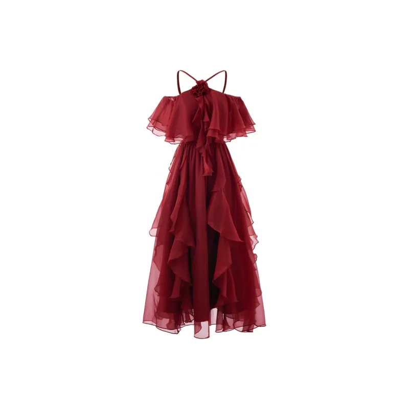 Incolore Short Sleeved Dress Women's Red-0
