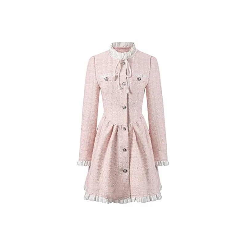 CPAURA Long Sleeved Dresses Women's Pink-0