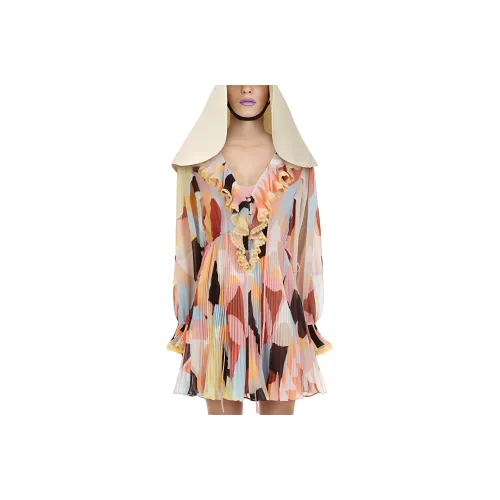Self portrait Long Sleeved Dresses Women's Red Pink Mixed Color