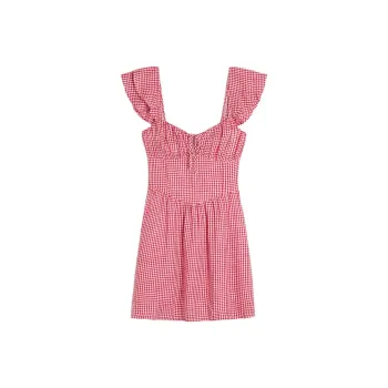 Hollister Short Sleeved Dresses Women's Red Plaid