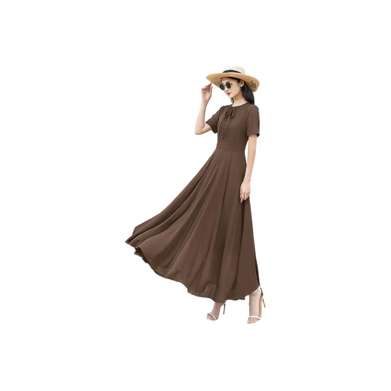 Cypress House Short Sleeved Dresses Women's Dark Coffee-0