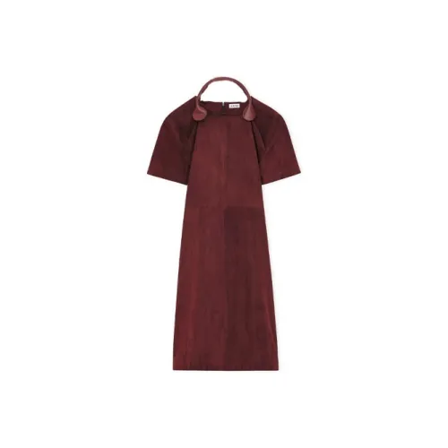 LOEWE Dress In Suede Short-Sleeved Dresses Women's Red