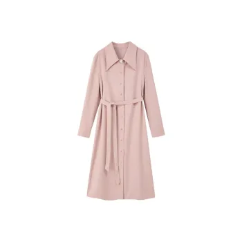 【dme】 Long Sleeved Dresses Women's Leather Pink