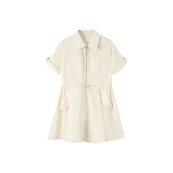 ZCDECO Short Sleeved Dress Women's Apricot