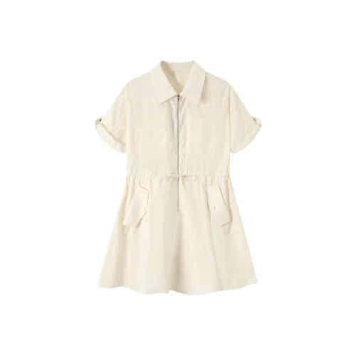 ZCDECO Short Sleeved Dress Women's Apricot