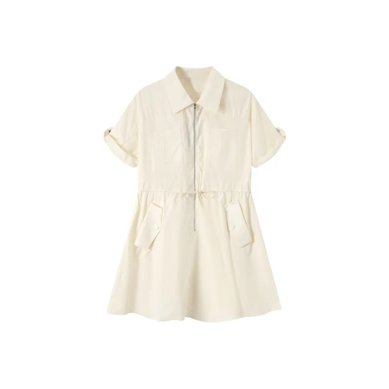 ZCDECO Short Sleeved Dress Women's Apricot-0