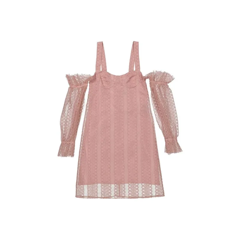 Burberry Long-Sleeved Dresses Women's Pink-0