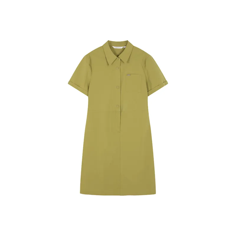 Mo Han Yi Mei Short Sleeved Dress Women's Yellow Green-0