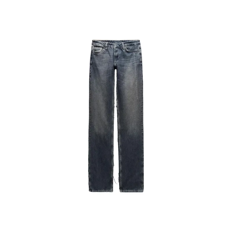 ZARA Leather Capsule Series Jeans Women's Blue-0