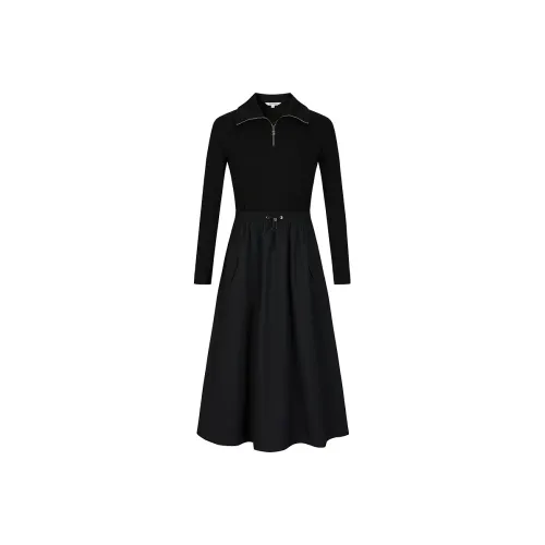 JZ. ANNAKRO Long Sleeved Dresses Women's Plain Black