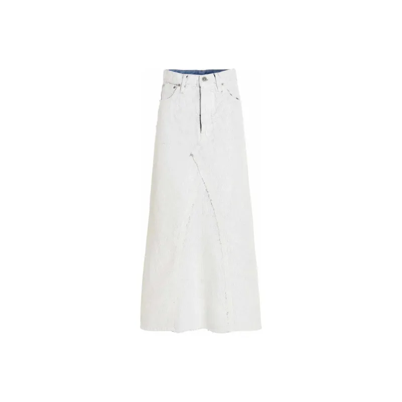 Maison Margiela Denim Long Skirt Women's White-0