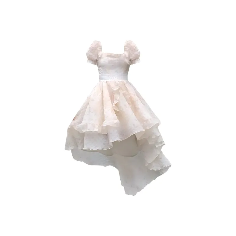 KKX Short Sleeved Dress Women's Beige Apricot-0